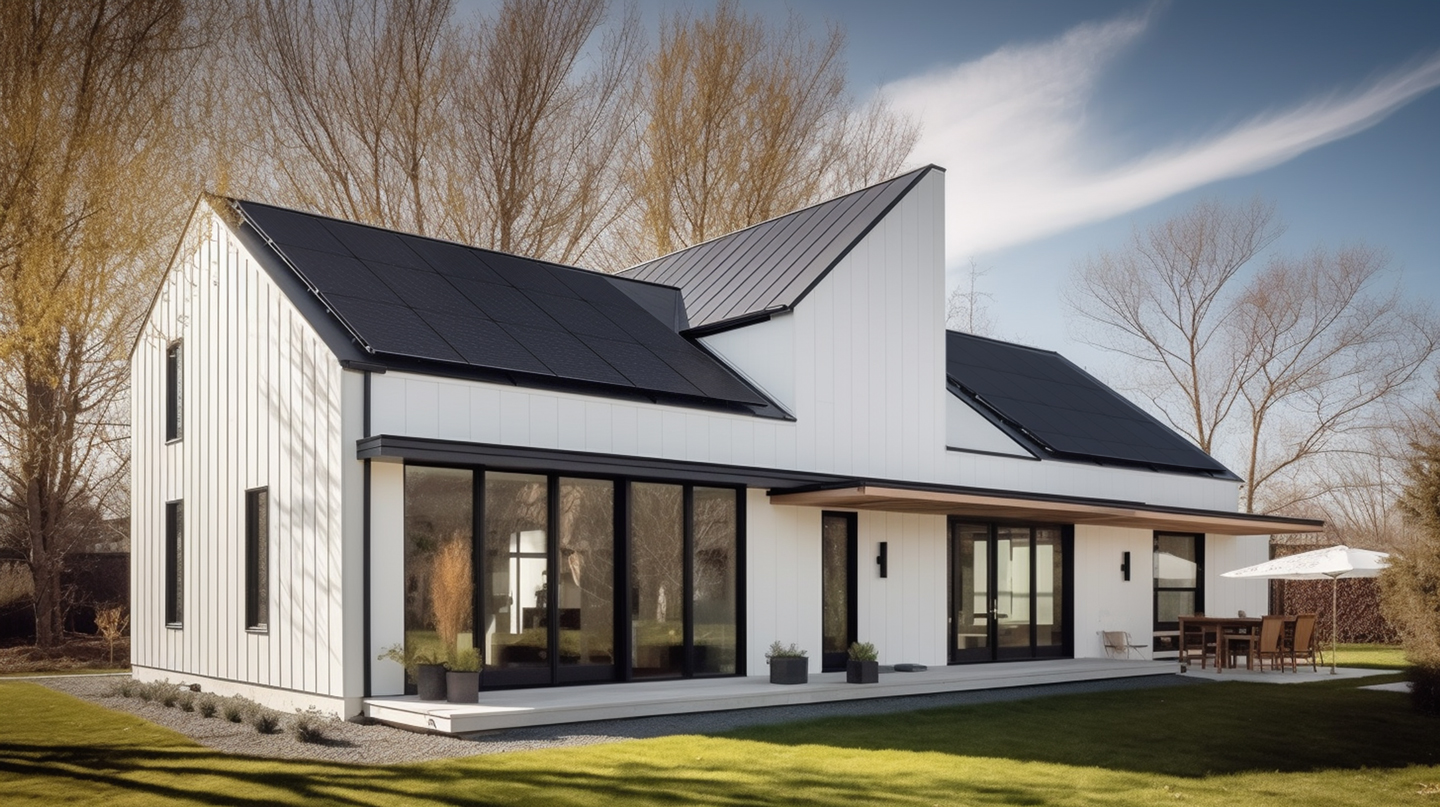 Solar panel system white modern farmhouse